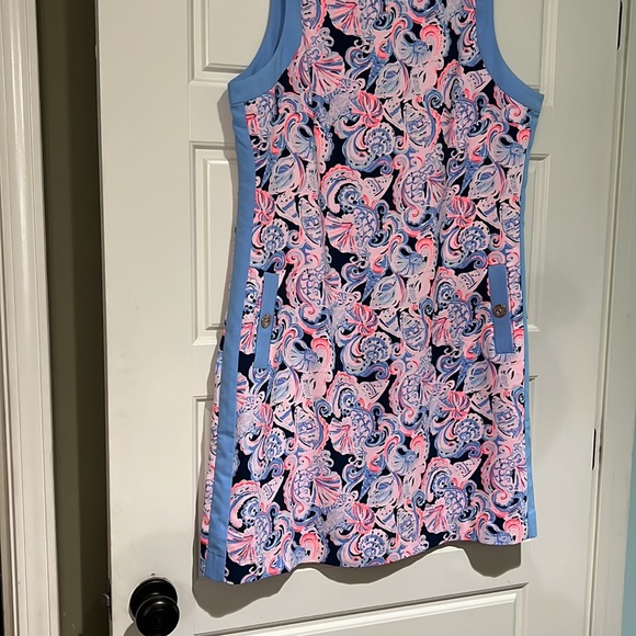 Lilly Pulitzer Dress Angie shift dress high tide navy shells 14 pink blue - Picture 6 of 7